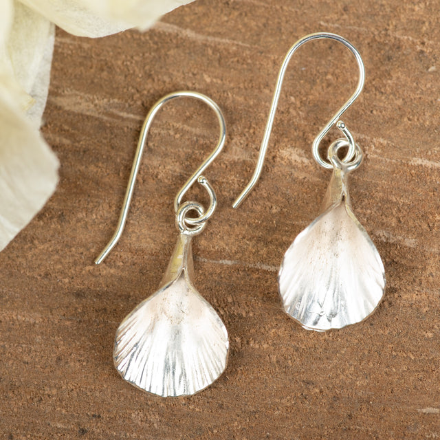 Tiny Silver Leaf Earrings