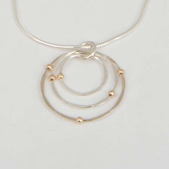 Sterling Silver Pendant with gold fill ball accents