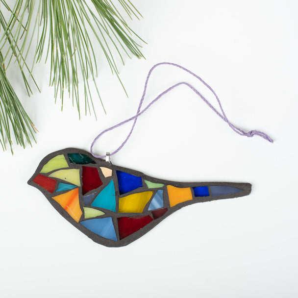 Rainbow Bird Ornament, Kellie Hanson, Glass Mosaic