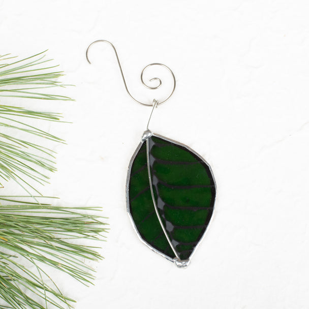 Foiled Emerald Leaf Ornament