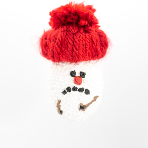 Grumpy Snowman With Red Hat Ornament