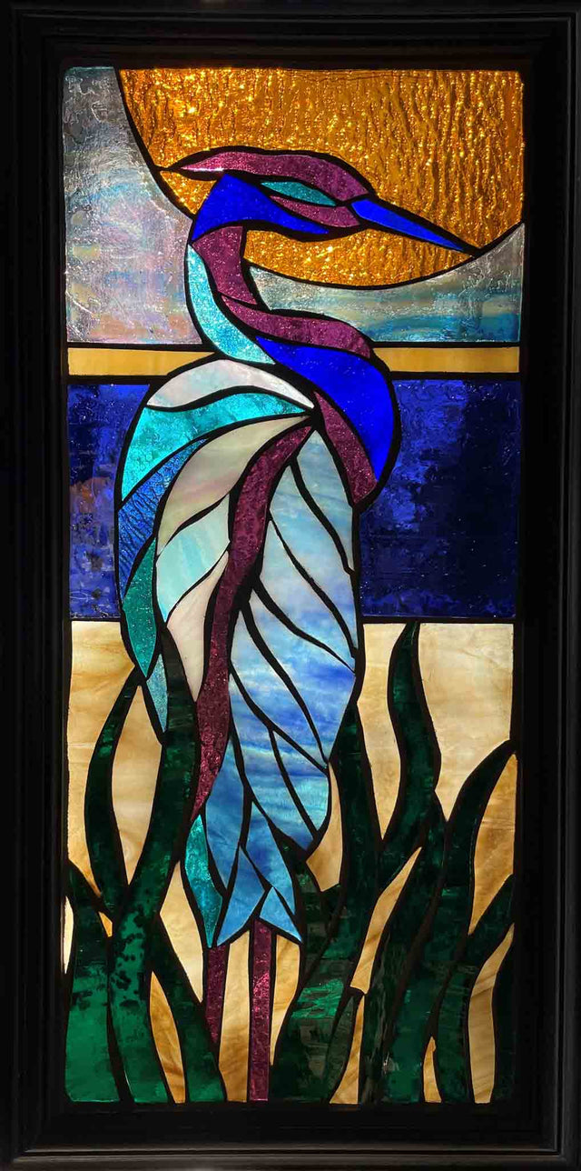 Magnificent Heron Mosaic Window