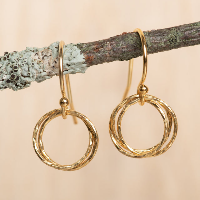 Gold Fill Mini Triple Circle Earrings