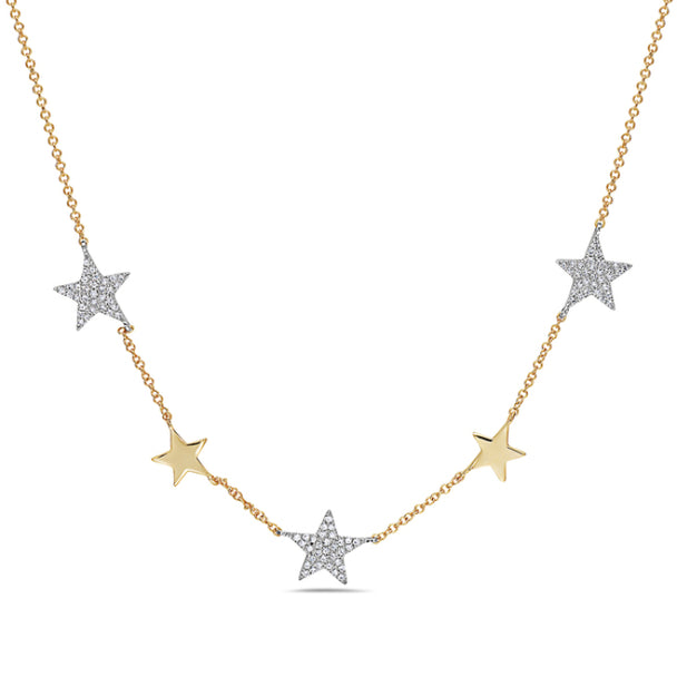Pave Diamond Star Charm Necklace