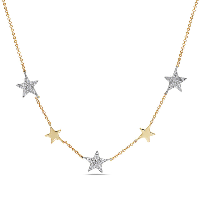 Pave Diamond Two-Tone Star Charm Necklace