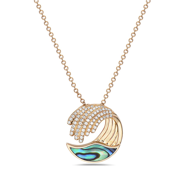 Diamond and Abalone Wave Necklace