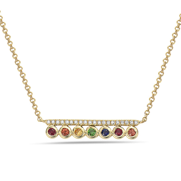 Rainbow Sapphire and Diamond Necklace