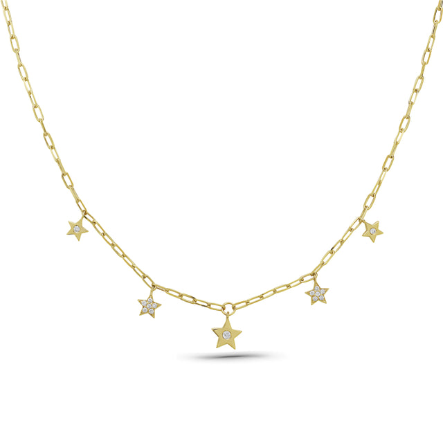 Pave Diamond Star Charm Necklace