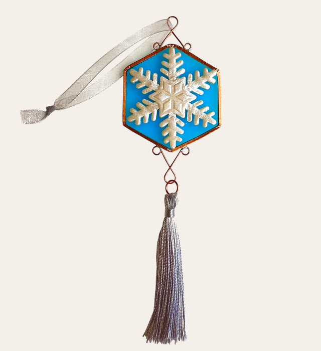 Blue Glass Snowflake Ornament