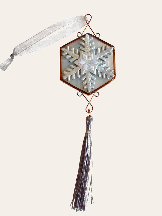White Glass Snowflake Ornament