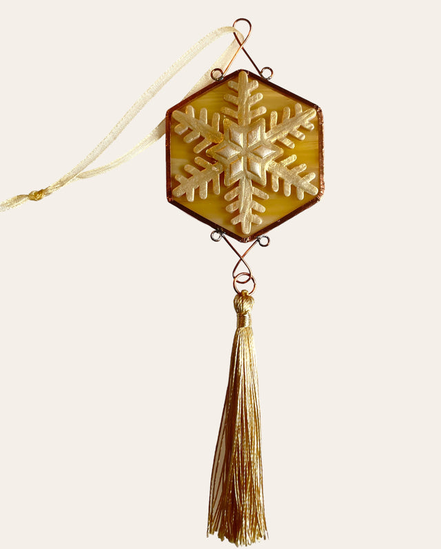 Amber Glass Snowflake Ornament