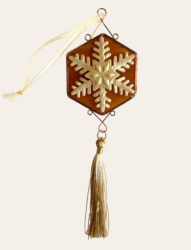 Dark Amber Snowflake Ornament