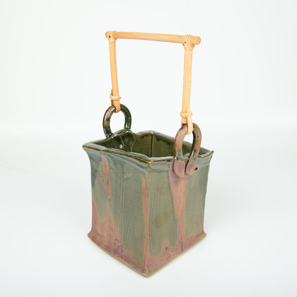 Green Handled Bucket With Red Accents, Rich Agness, Stoneware, Plum Bottom Gallery