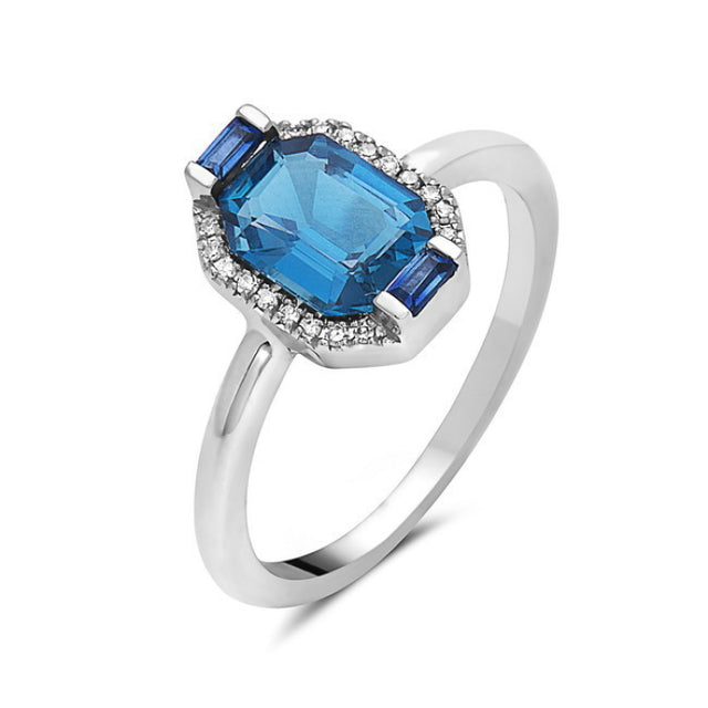 London Blue Topaz and Sapphire Ring