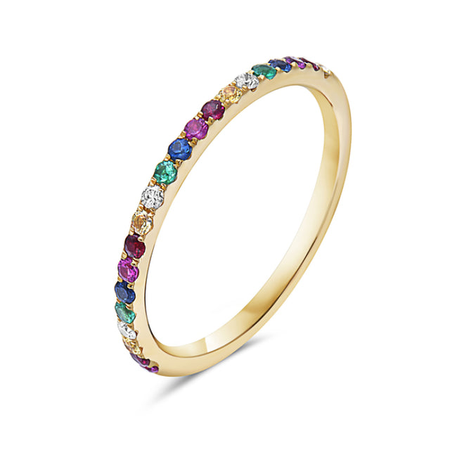 Multicolored Sapphire Stacker Ring