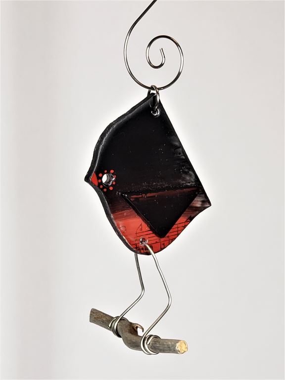 Red and Black Songbird Ornament