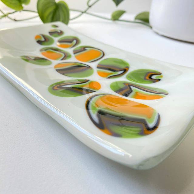 "Flowing Pebbles": Fused Glass Plate
