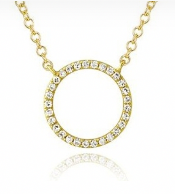 Open Circle Diamond Necklace Yellow Gold