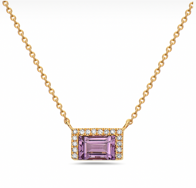 Amethyst and Diamond Bar Necklace
