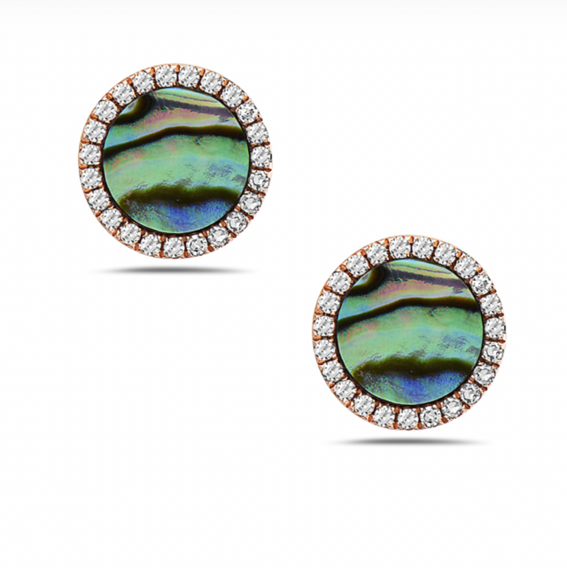 Abalone and Diamond Circle Earrings