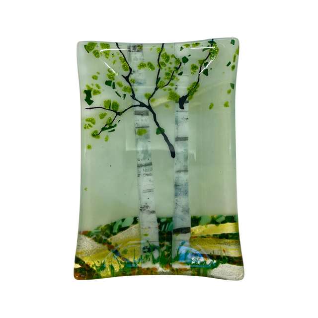 Pale Green Double Birch Tree Small Dish