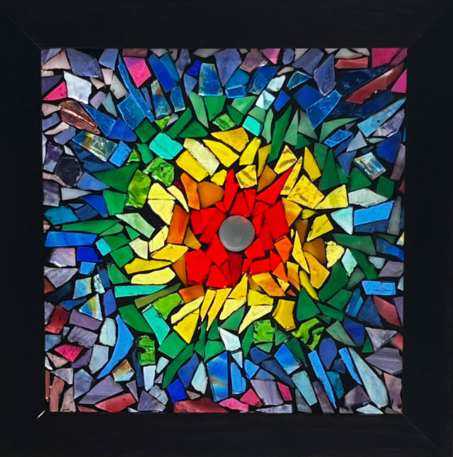 Tie Dye Explosion Mosaic Window