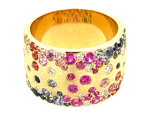 Double Rainbow Sapphire Confetti Ring