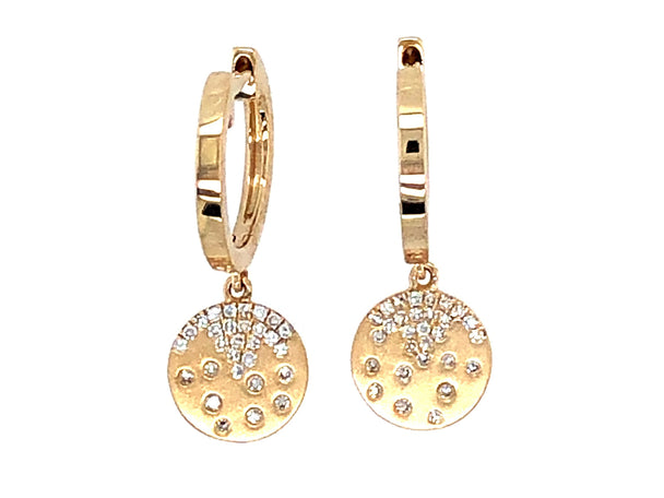 Diamond Flush Set Disc Earrings