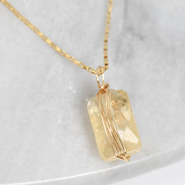 Gold Wrapped Citrine Necklace