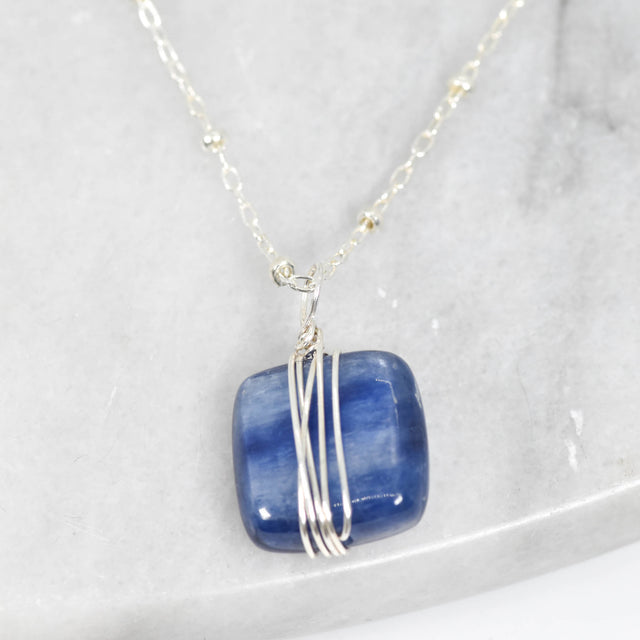 Silver Wrapped Kyanite Necklace