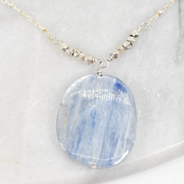 Kyanite and Silver Nugget Necklace