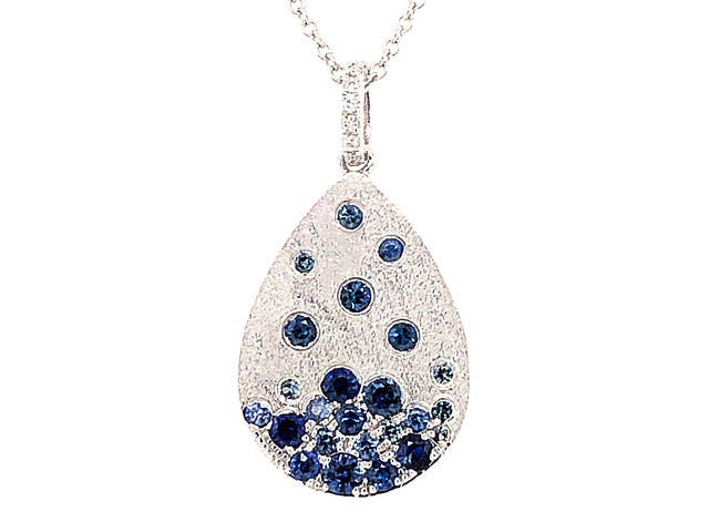 Blue Sapphire Flush Set Pendant Necklace
