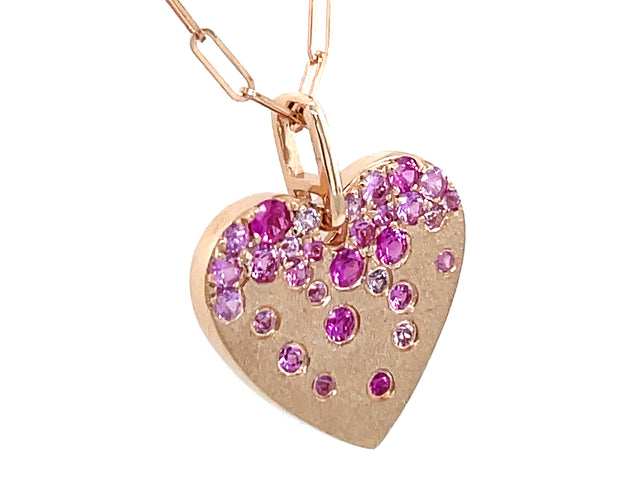 Pink Sapphire and Ruby Heart Necklace