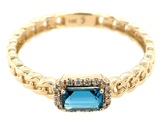 Blue Topaz and Diamond Link Ring