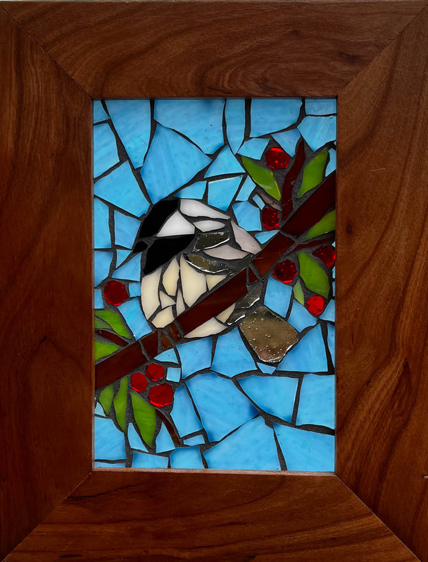 Chick On A Branch Mosaic Window