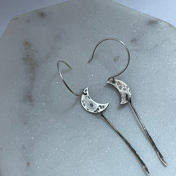 Crescent Moon With Dangle Earring Silver
