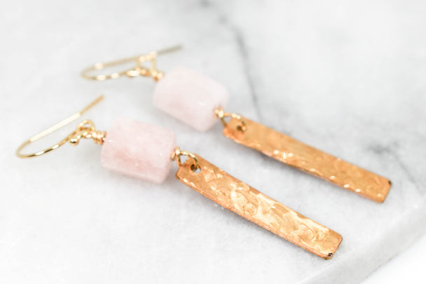Gold Fill Bar and Morganite Earrings