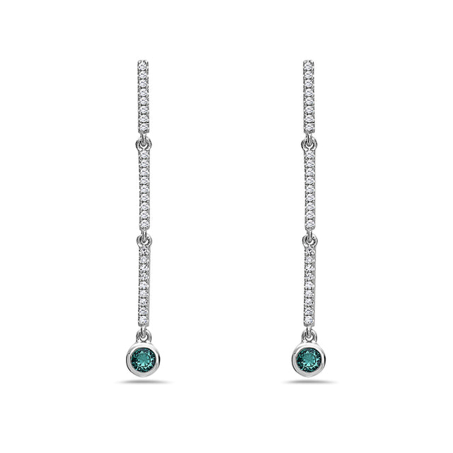 Dangling Diamond and Emerald Earrings