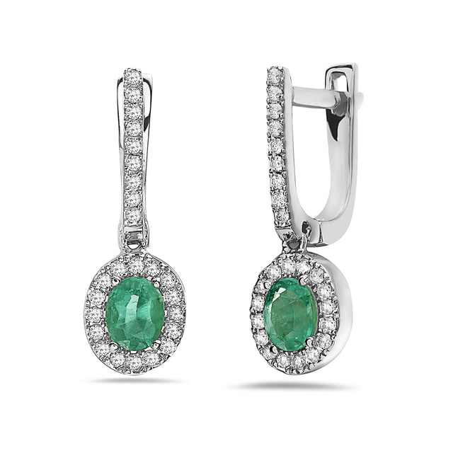 Emerald and Diamond Drop Huggies