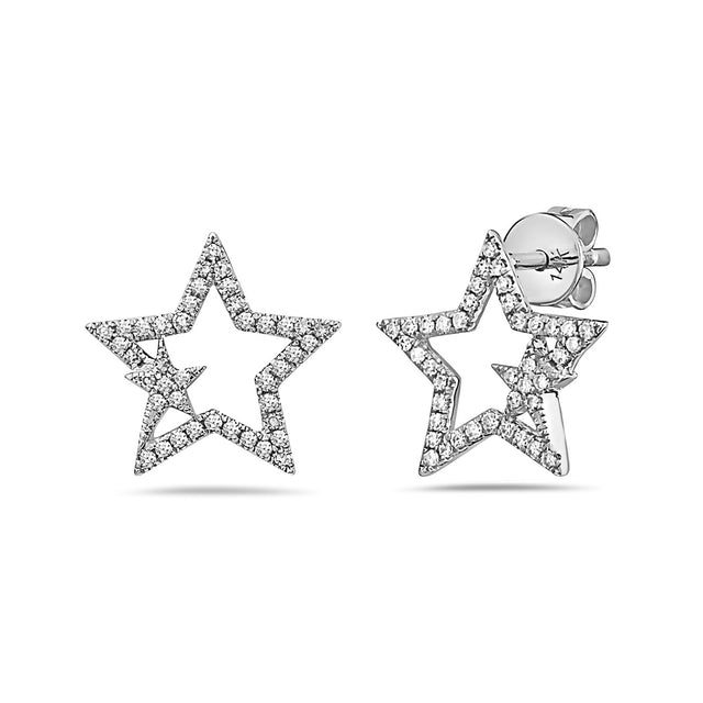 Open Star Diamond Post Earrings