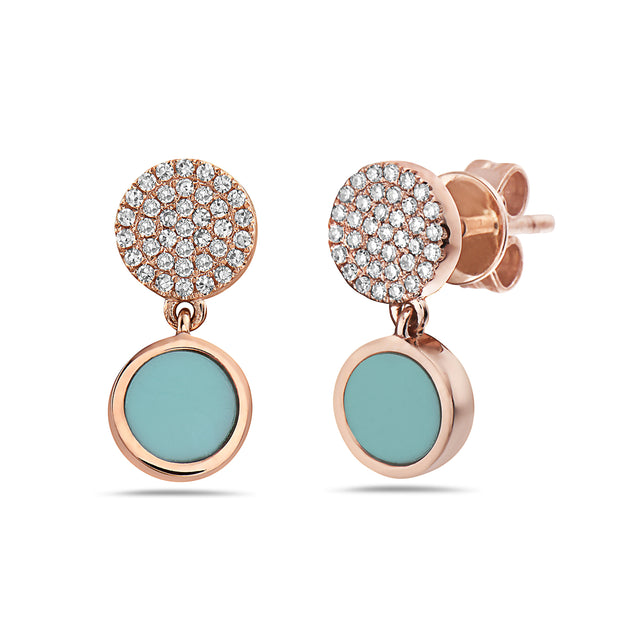 Turquoise and Diamond Post Earrings