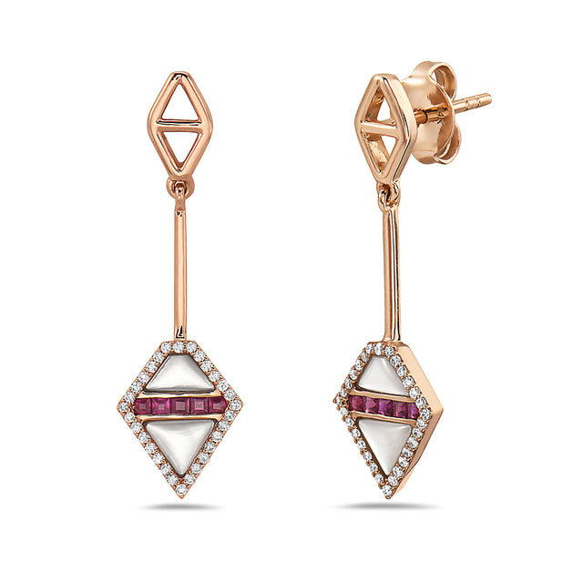 Mother of Pearl and Ruby Earrings