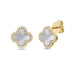 Mother of Pearl Clover Earri Yellow Gold