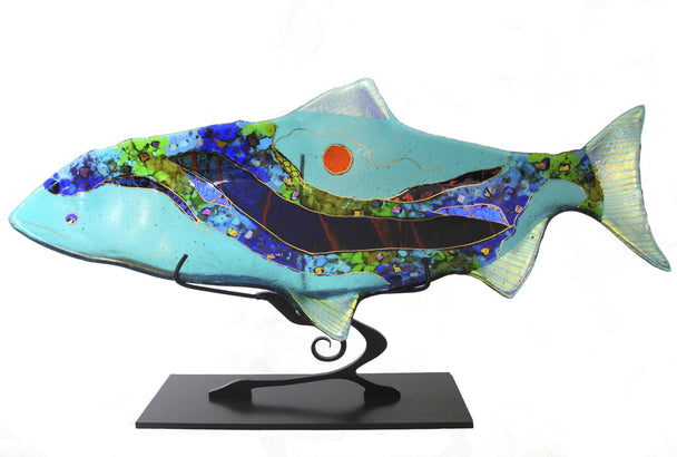 Abstract Fish Sculpture Turquoise