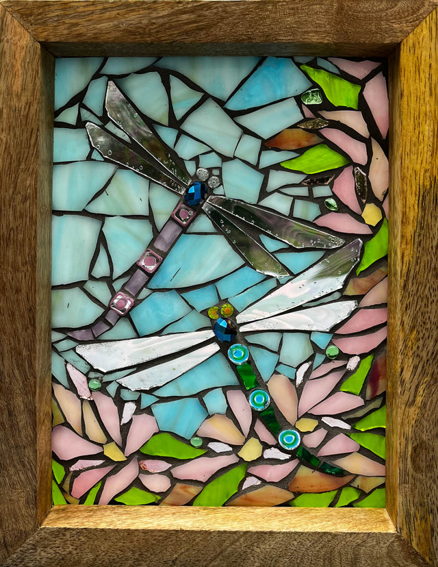 Follow Me Dragonfly Mosaic Window