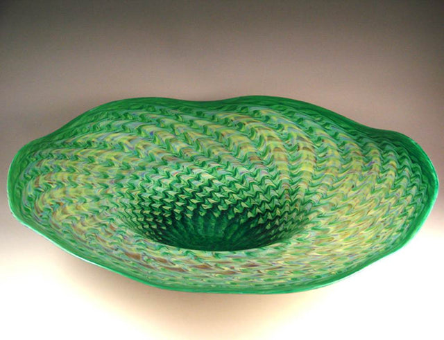 Green Large Fluted Bowl