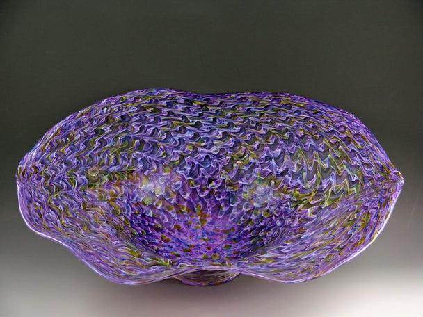 Violet Large Fluted Bowl Grid Pattern