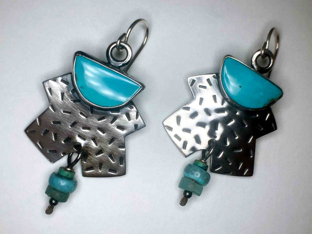 Turquoise and Roman Glass Earrings