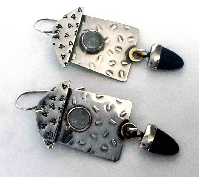 Onyx and Moonstone Earrings