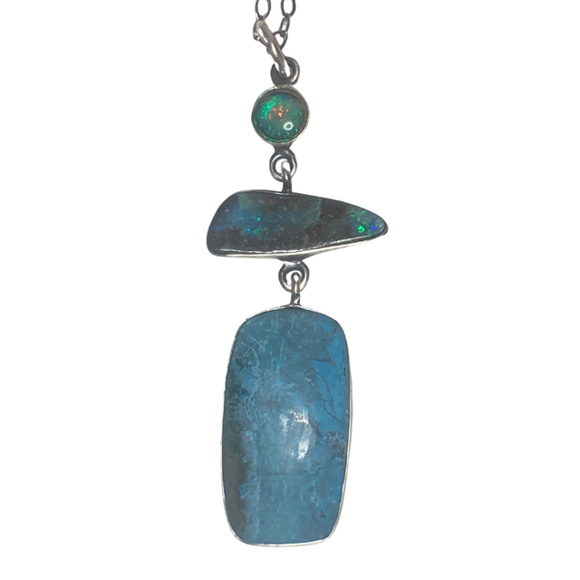 Boulder Opal and Shattuckite Necklace
